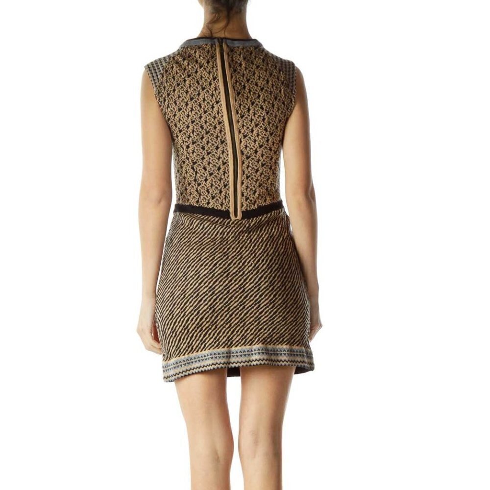 Nanette Lepore Beige Black Printed Sleeveless Knit Dress - Picture 2 of 3